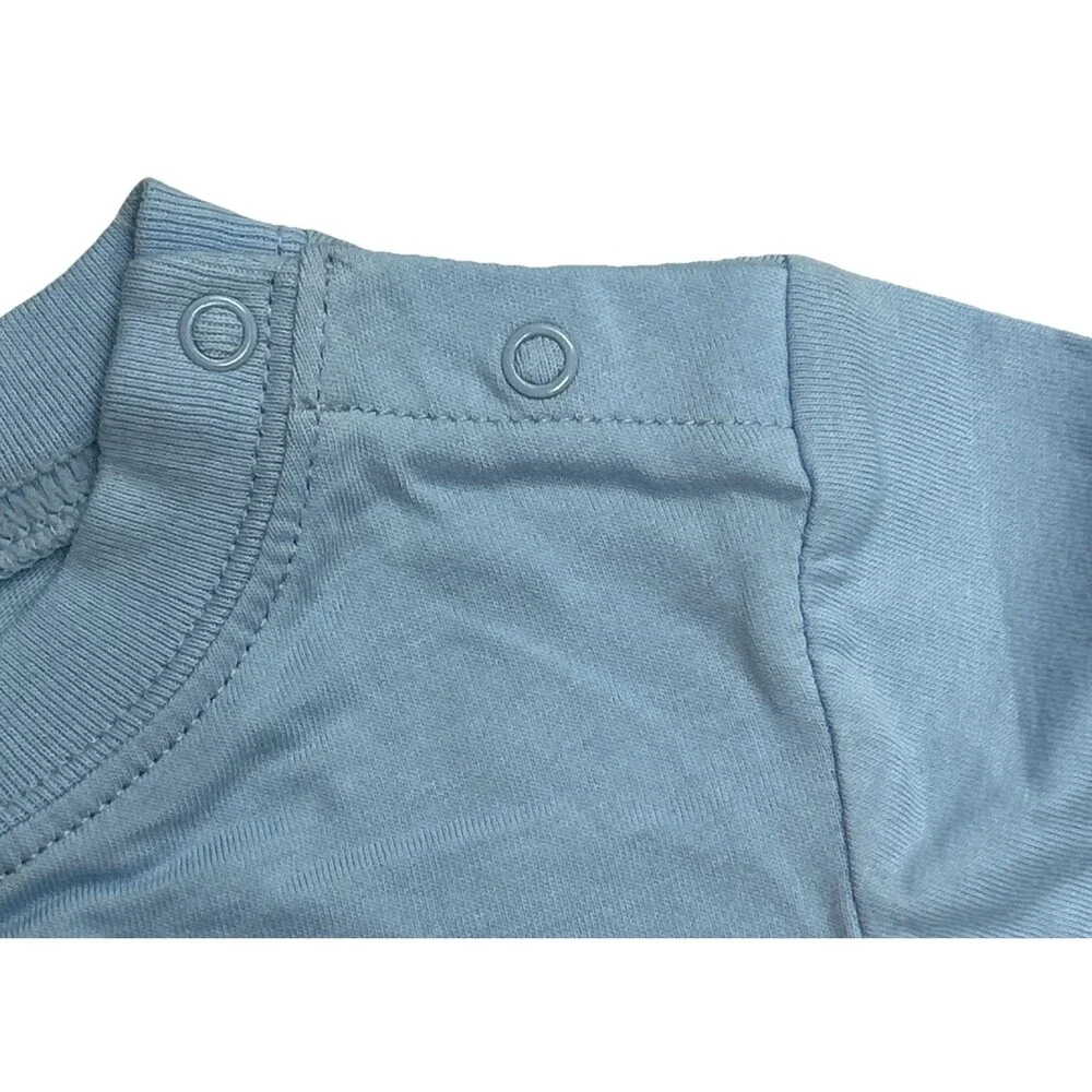 Adidas Logo Baby Boy 18 Month Romper Shortie Jumpsuit Light Blue Snaps